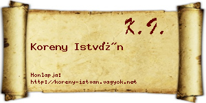 Koreny István névjegykártya